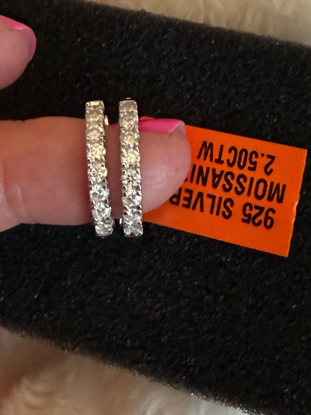 Sterling Silver 2.5 Carat Huggie Earrings - Pair